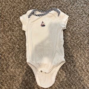 Little Me White and Blue Sailboat Bodysuit